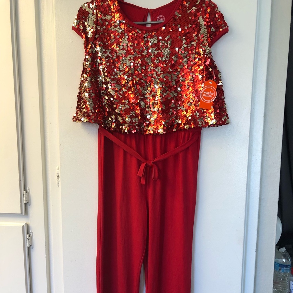 Wonder Nation Red Sequin Jumpsuit